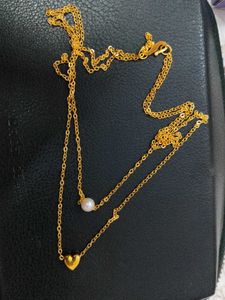 Layered Heart &amp; Pearl Necklace
