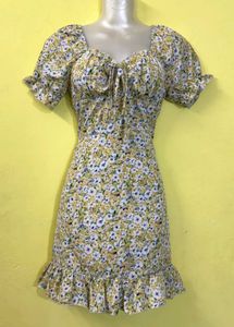 Floral Mini Dress - Puff Sleeve