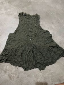Kendall &amp; Kylie olive green peplum sleeveless top.