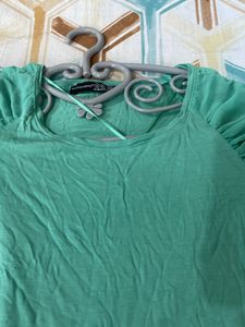 Sea Green Tshirt Wid Stylish Sleeves