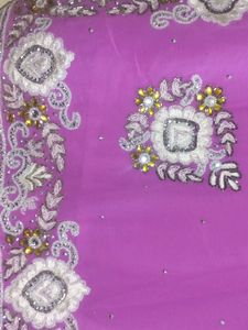 Elegant Purple Embroidered Saree With Blouse