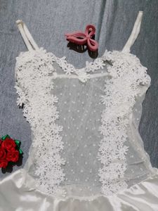 White Lace Lingerie Top