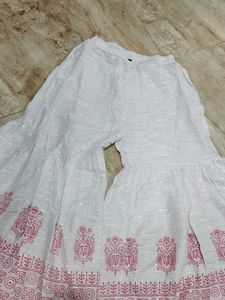 Pink &amp; White Printed Sharara