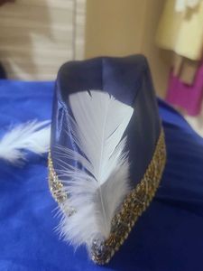 Qawalli Cap In Satin Blue