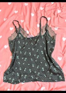 Floral Cami Top with Lace Trim