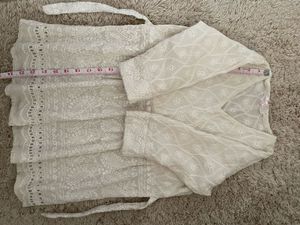 Off White Embroidered Short Kurti
