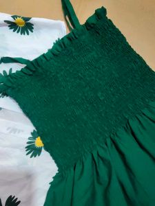 Green Dress &amp; Floral Top Set