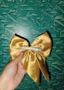 Gold Satin Hair Bow