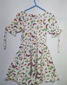 Floral printed off White girls Frock