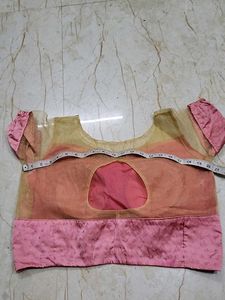 Pink &amp; Gold Boat Neck Party Blouse