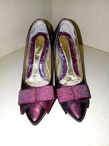 Rhinestone Bow Pointed Toe Heels