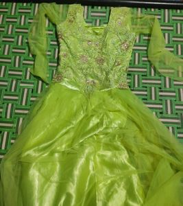 Stone And Thread Work Parrot Green Gown