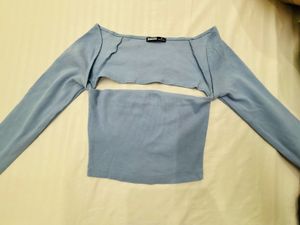 Cute Blue Crop Top Set