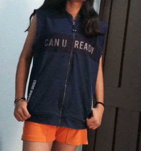 Navy blue Sleeveless Jacket