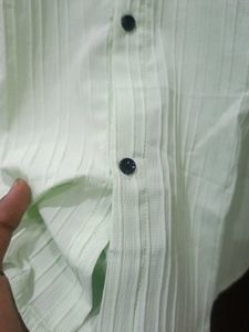 Light Green Striped Casual Shirt