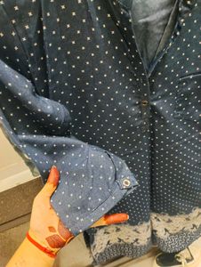 Polka Dot denim Kurta