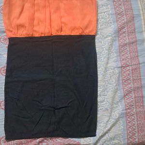 Chic Orange &amp; Black Bodycon Dress