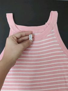 Baby Pink Striped Ribbed Top