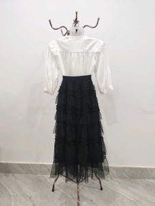 Tulle Layered Tiered Midi Skirt