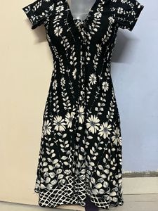 Pintrest Yk2 Floral Print Black Dress