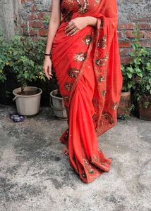 Elegant Orange Saree