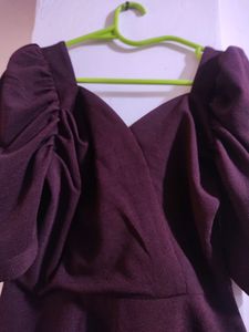 WoowZerz Burgundy Peplum Top