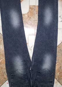 Embroidered Black Denim Jeans