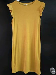 Mustard Ruffle Sleeve Dress