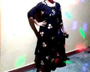 Black Dress With Golden Patch Work
