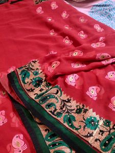 Rose Colour Saree with Blouse