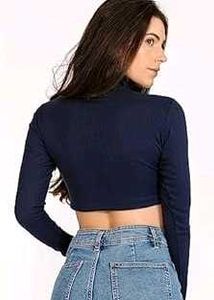 Stylish H&amp;M Navy Blue Sweater Crop Top👗✨