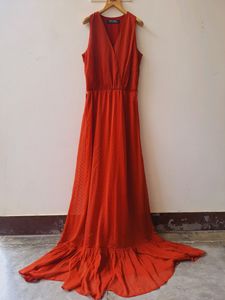 Elegant Rust Maxi Dress