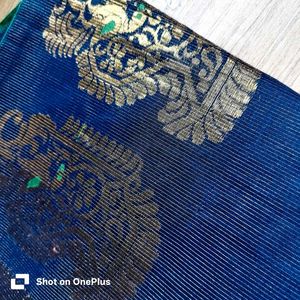 Glitter green/ Blue Silk Saree