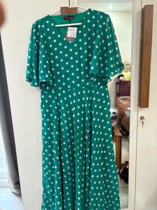 Green Polka Dot Midi Dress