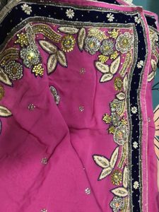 Elegant Pink Embellished Saree