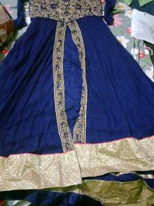 Elegant Blue &amp; Gold Party Dress