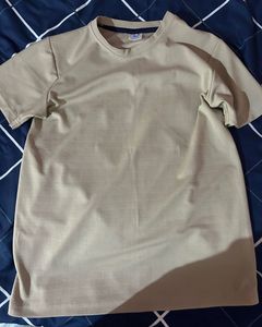 Beige Textured T-Shirt for men