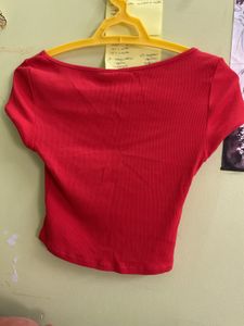 Red Ribbed Crop Top