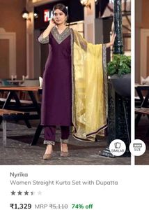 Elegant Purple Kurta Set &amp; Dupatta