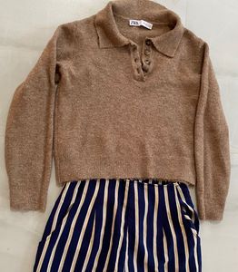 Zara polo top &amp; KoreanHighwaist pants COMBO S