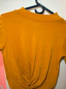 Mustard Mock Neck Long Sleeve Top