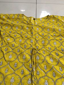 Yellow Printed Kaftaan Kurta