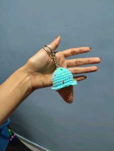 Crochet Ice Cream Cone Keychain Set