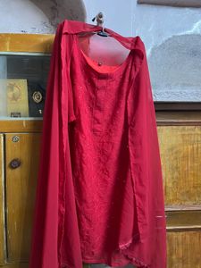 Red Unused Kurta Sharara Dupatta Set