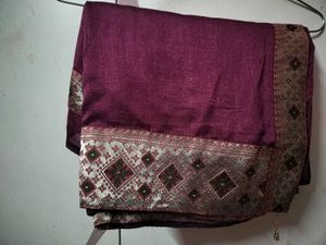 Maroon Dupatta with Gold Border