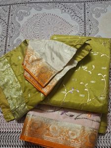 Elegant Embroidered katan silk Saree with blouse