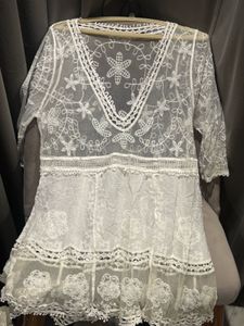 Lace Sheer White Dress