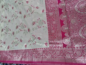 Pink &amp; Gold Banarasi Silk Saree