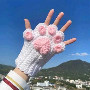 Cute Cat Paw Fingerless Gloves