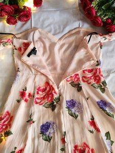Floral Off-Shoulder Sweetheart Neck Dress